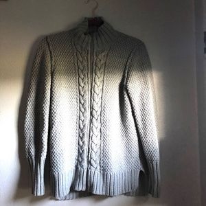 Gray Cable Knit Zip Up Cardigan